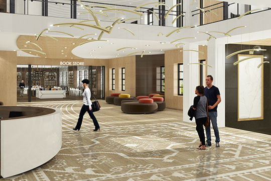 armenian cultural center entrance & atrium rendering