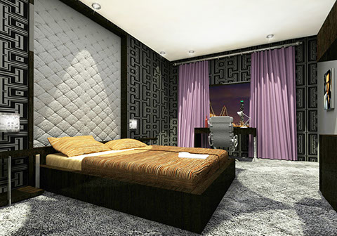 hotel bedroom rendering
