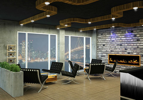 hotel reception lounge rendering